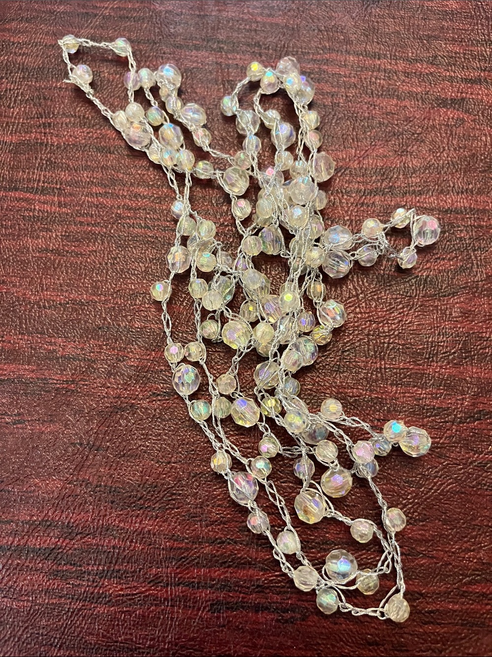 Iridescent Beaded Multiu-Strand Necklace - Clear;35”